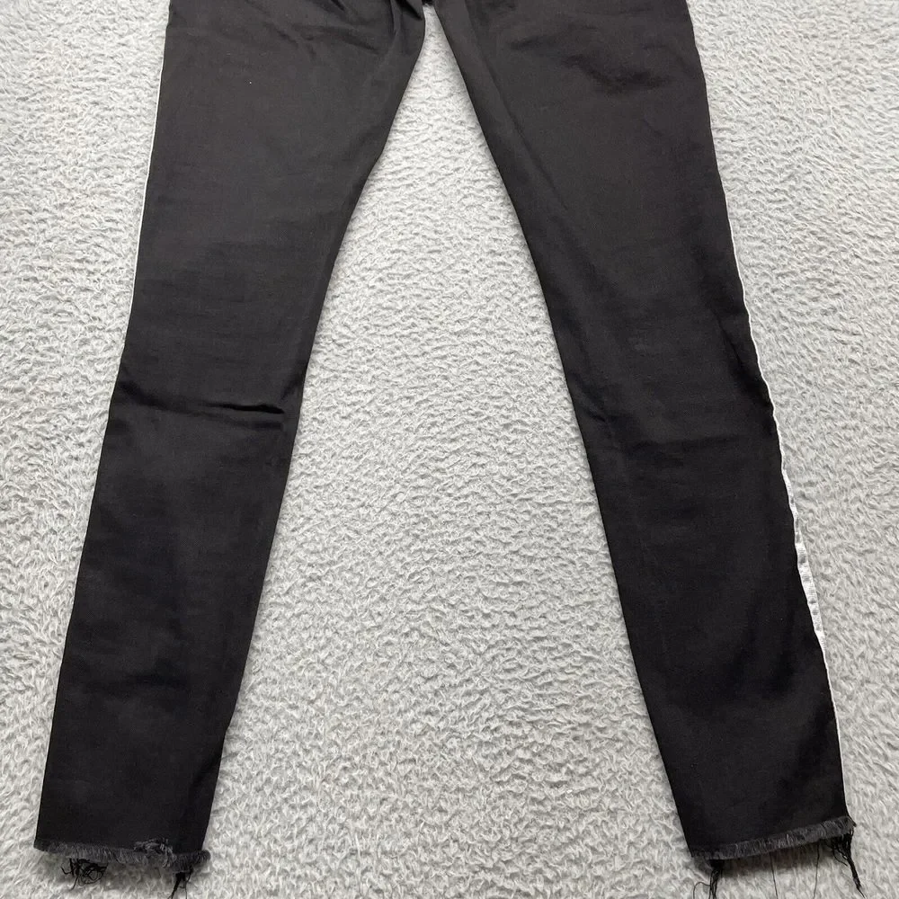 Articles of Society Jeans Womens 27 Black Side Stripes Raw Hem Skinny Fit - Picture 3 of 15